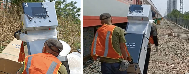 國鐵科林安裝師傅肩扛百斤凈水機為守護鐵路工人飲水安全